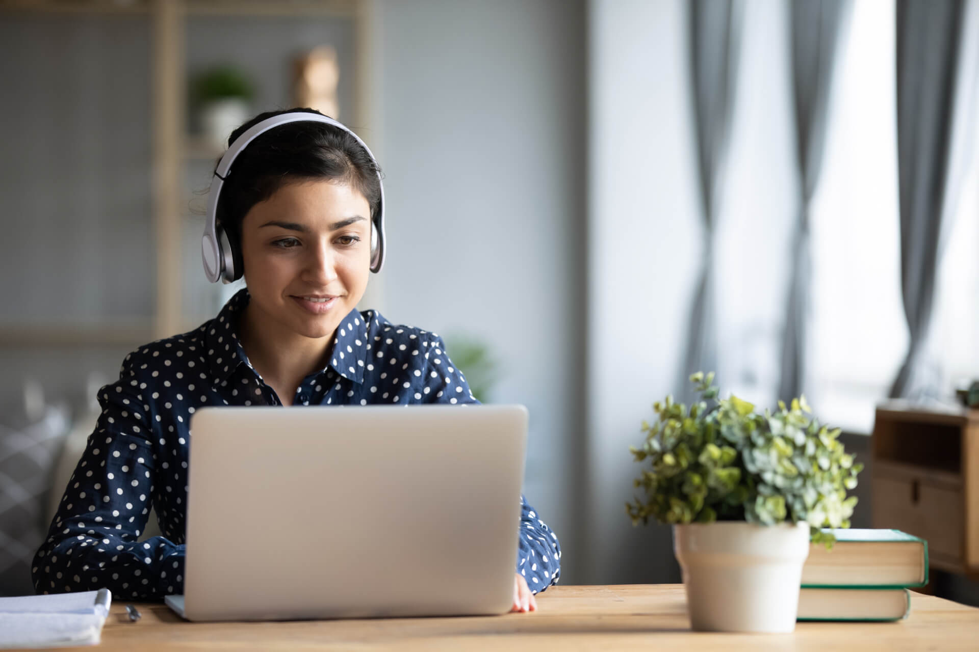 student watching webinars