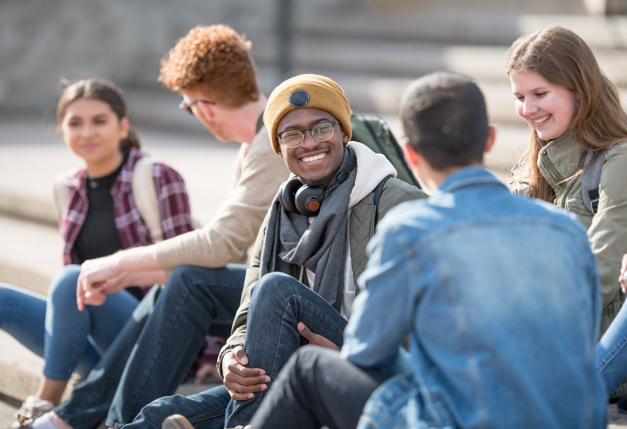 students sitting and talking