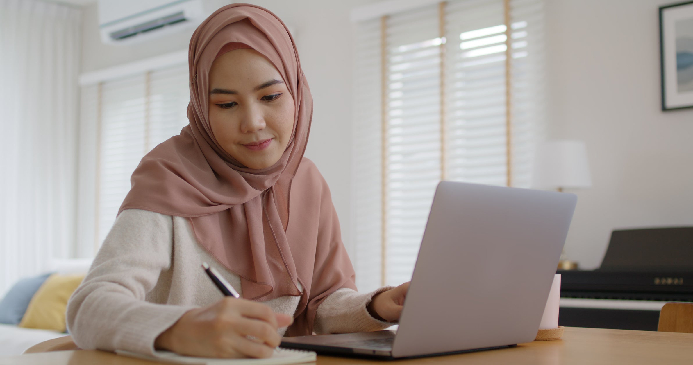 Student studying with laptop