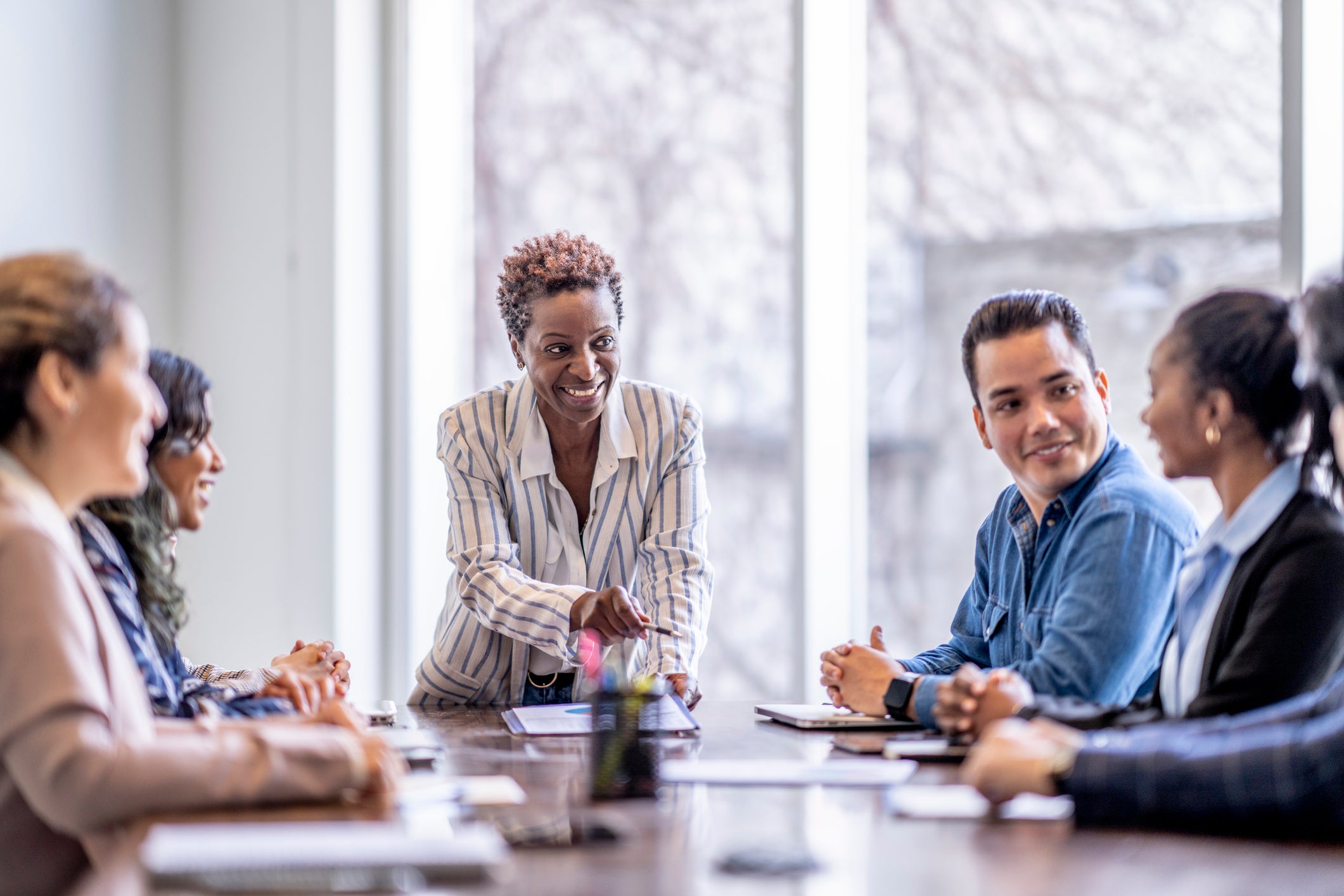 woman leading a meeting