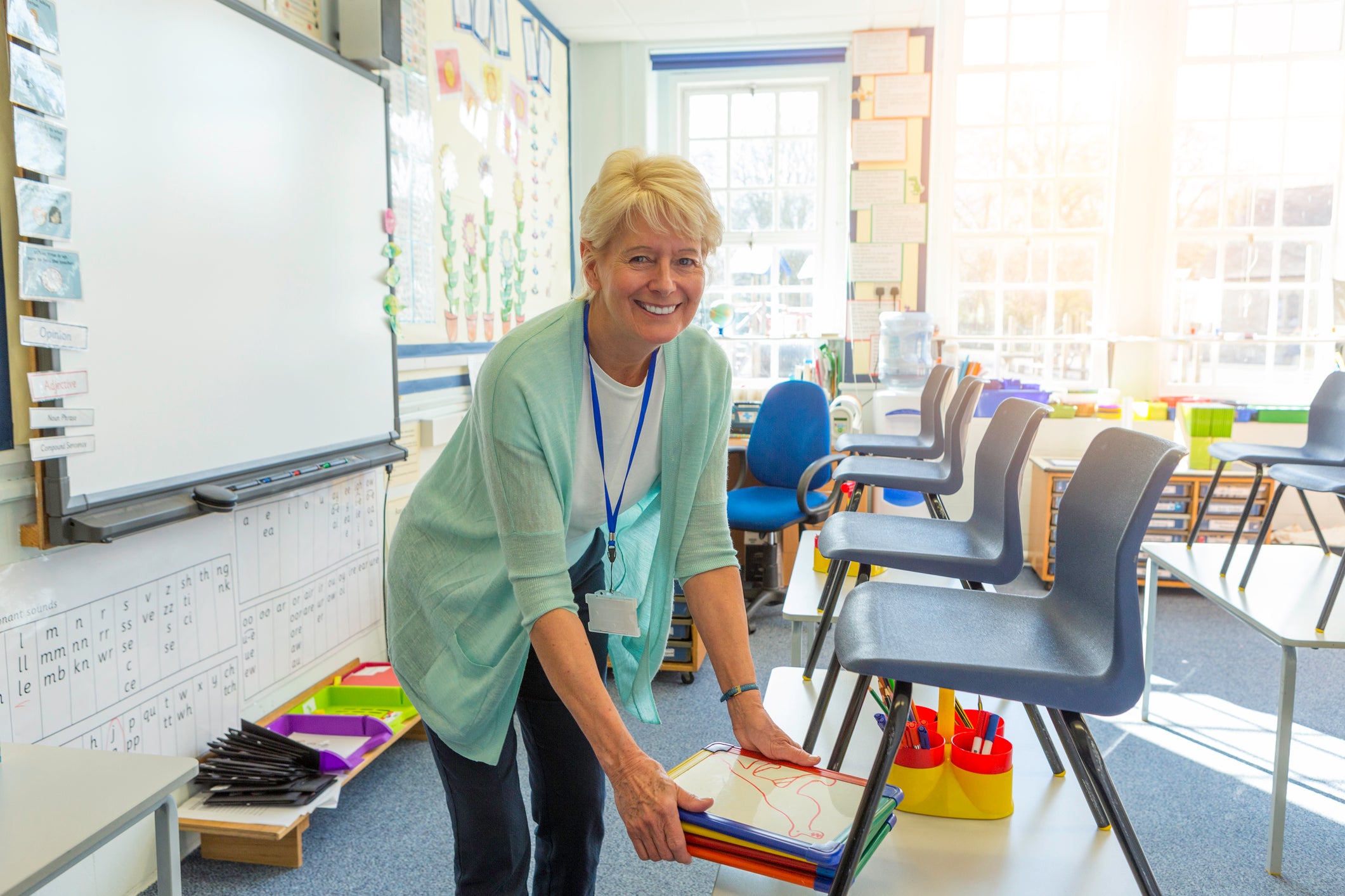 teacher at the desk