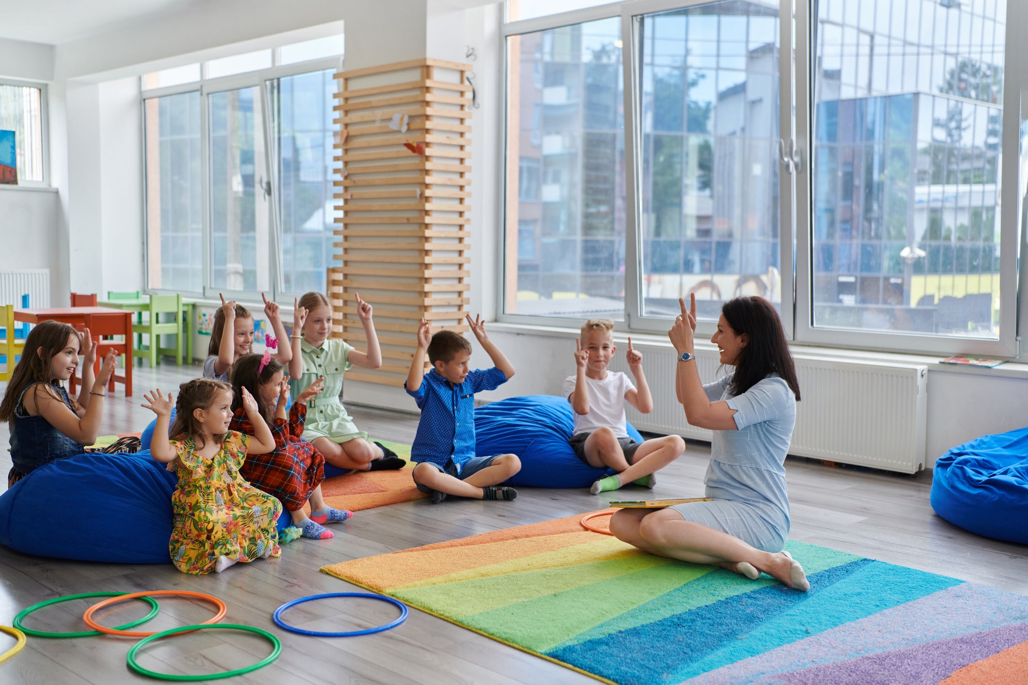 teacher teaching special education class