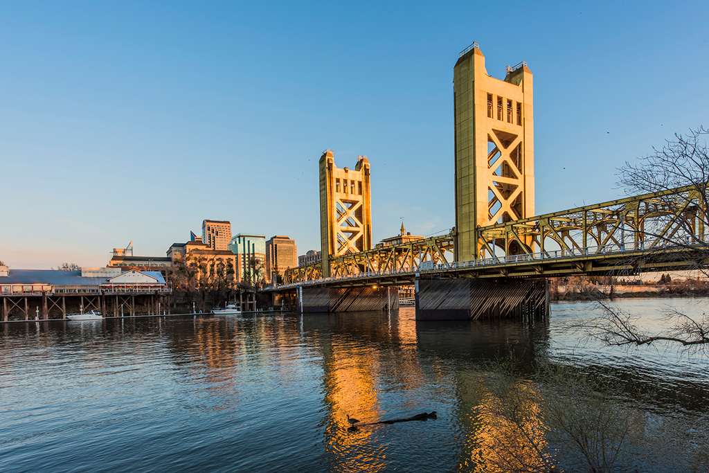 sacramento cityscape with bridge