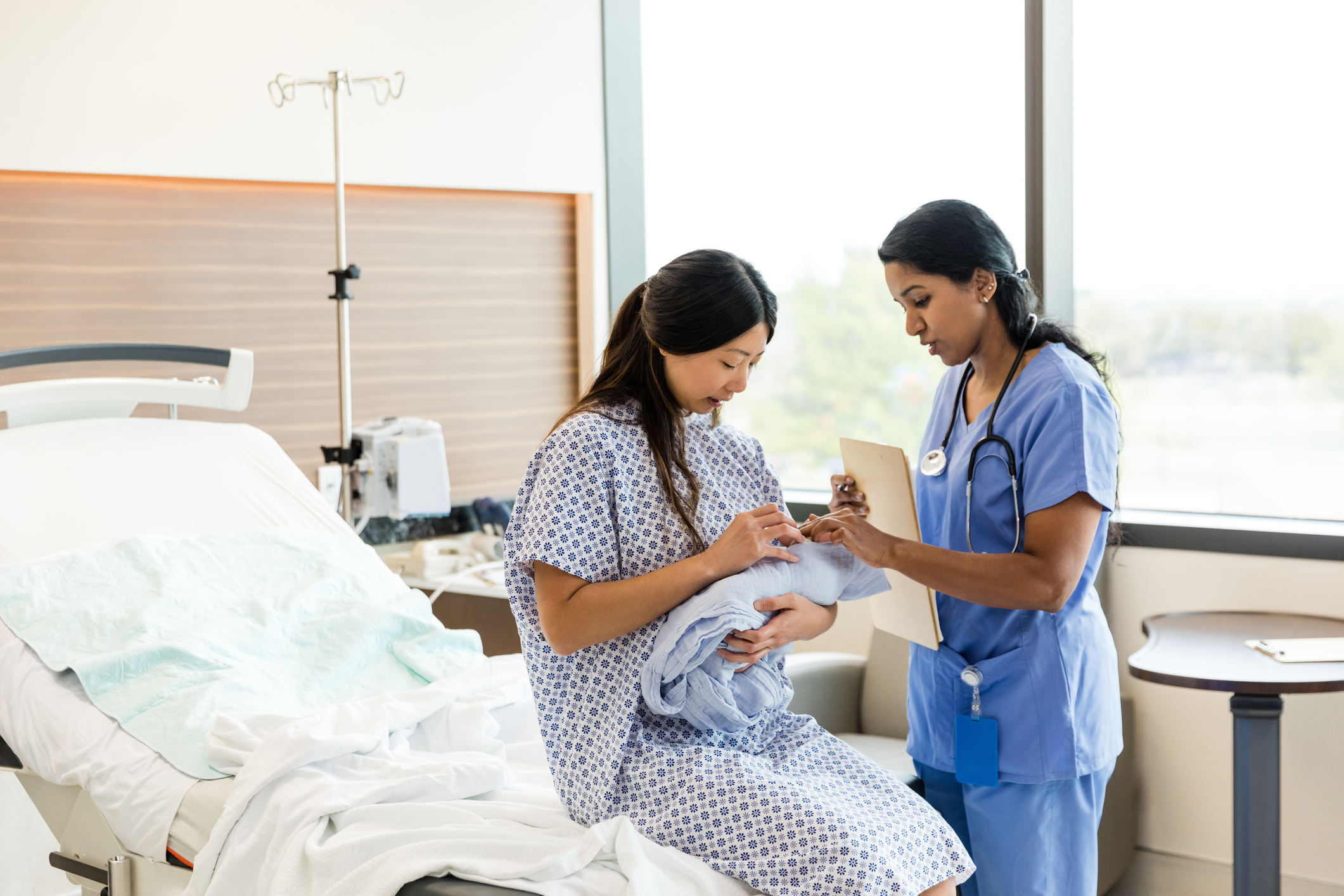 Nurse helping patient