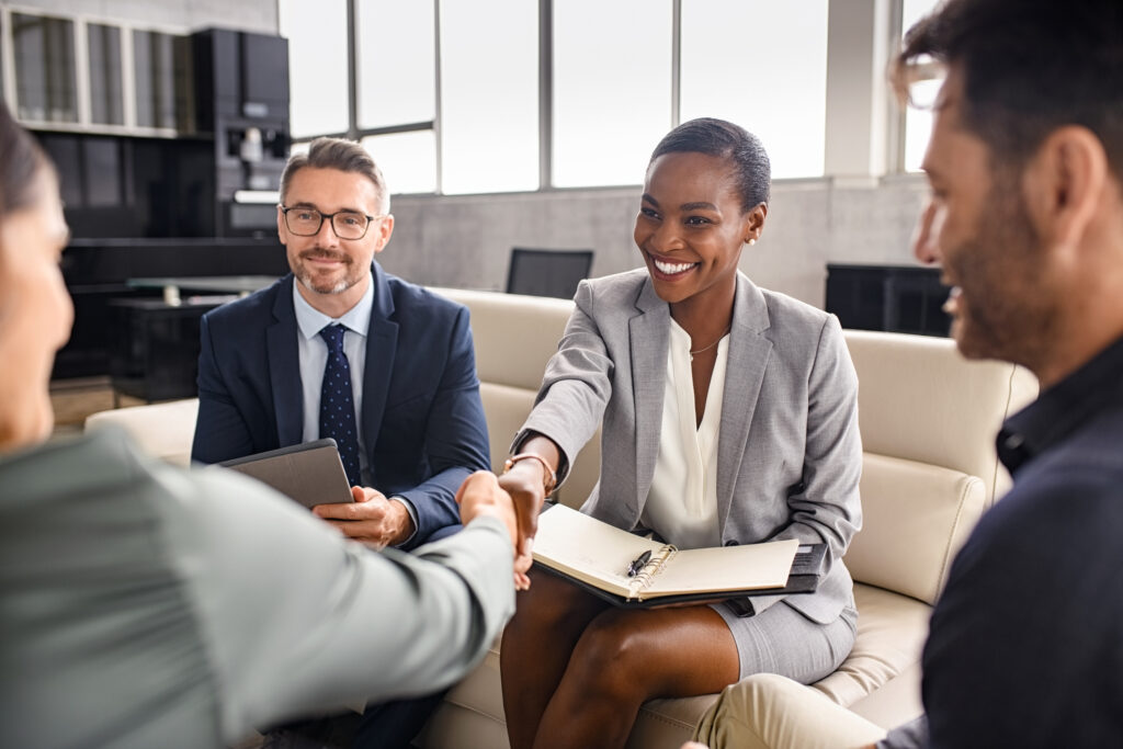 woman talking to group