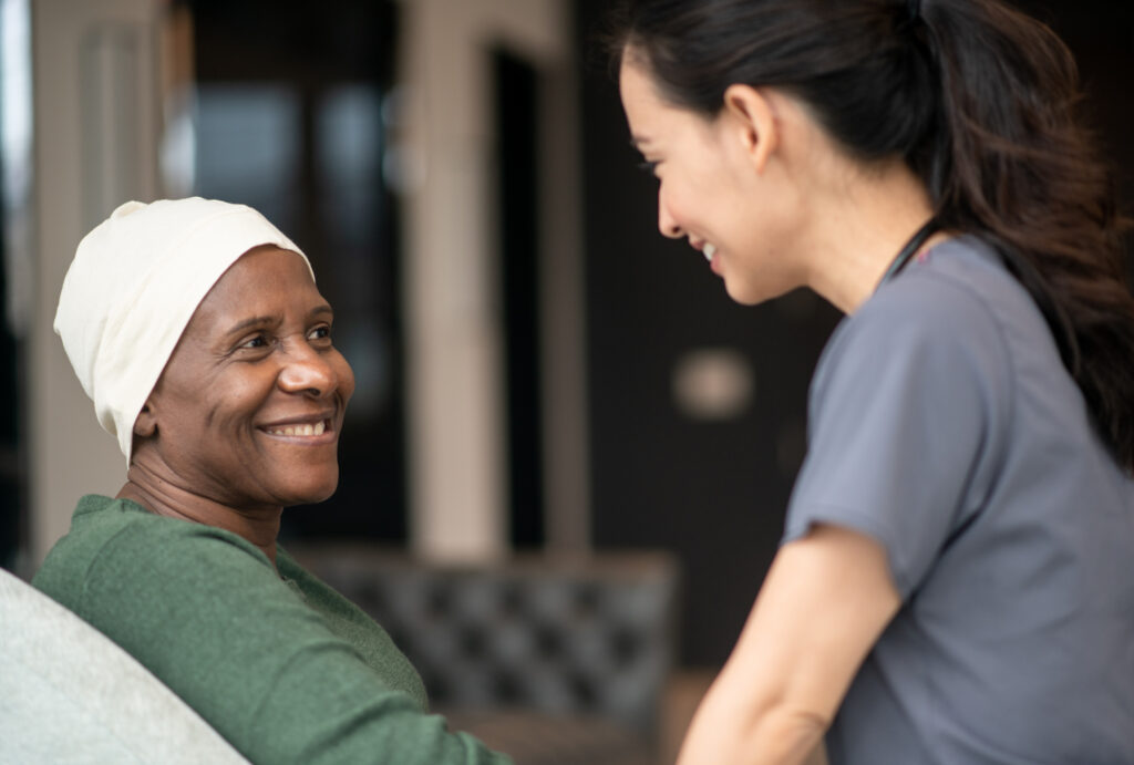 Nurse chatting with patient