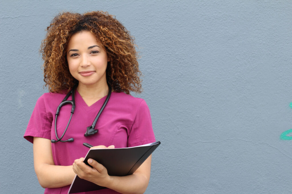 Nurse holding clipboard
